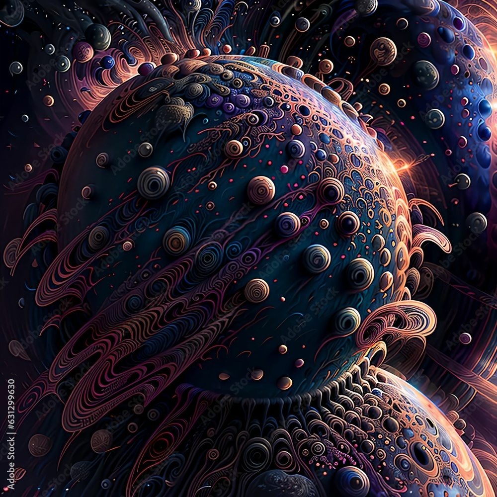 Poster space scene with planets in foreground. psychedelic environment. generative ai