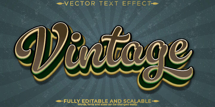 Vintage editable text effect, retro and classic text style