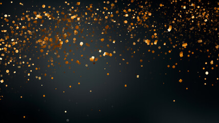 golden dust particles on a black background. generative AI