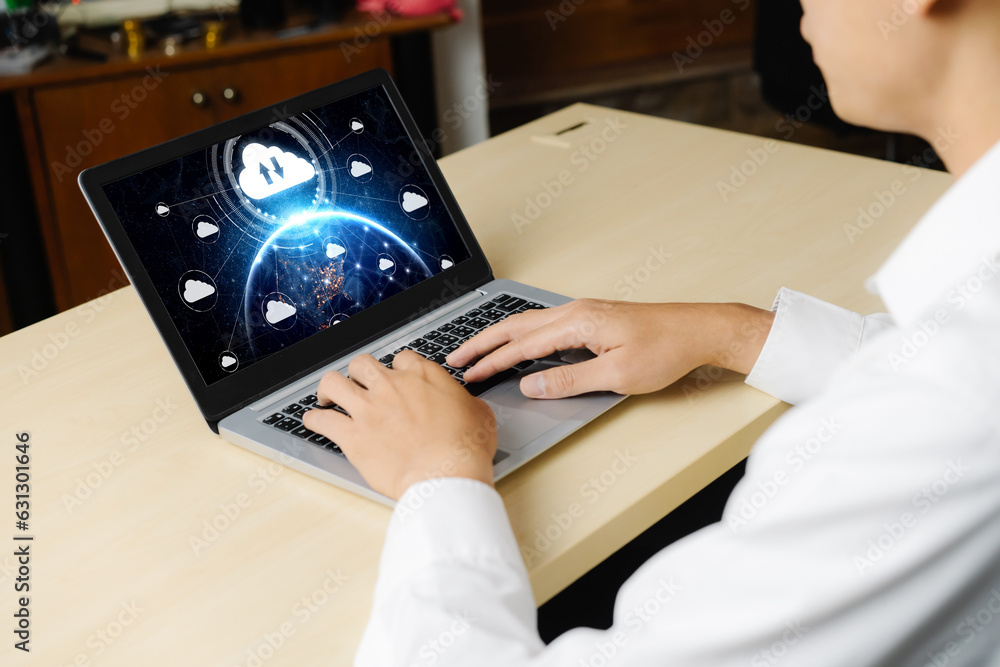 Poster cloud computing software for modish remote work and personal data storage