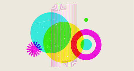 Risograph effect geometric Abstract shapes. Vector Christmas Boho elements with riso print texture. Mid century modern duotone minimalist art print. Organic natural shape.