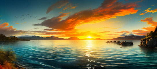 Fototapeta na wymiar Sunset panorama 