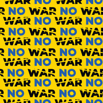 Vector no war text Ukraine colors seamless pattern