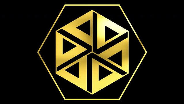 Hexagon Gold Crop Circles Animated, with ALPHA Channel (Transparent Background) In 4K Resolution
