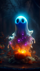 Illustration of fairy cute fanny ghost. Halloween concept