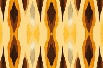 Ikat pattern in light brown and yellow ethnic pattern colorful background. Traditional folk antique ornate elegant luxury. Print design for fabric texture textile wallpaper background backdrop.