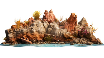 Heavy reef rock landscape isolate backgrounds 3d illustrations png,Generative AI