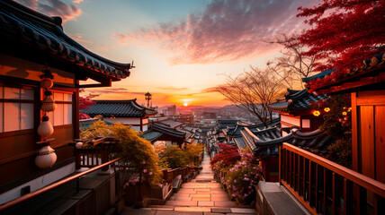 Obraz premium beautiful chinese architecture in the city. Generative AI