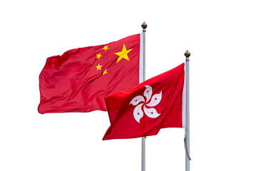 中国の国旗と香港の区旗