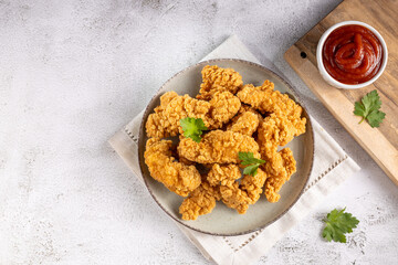 Breaded chicken strips. Chicken fingers.