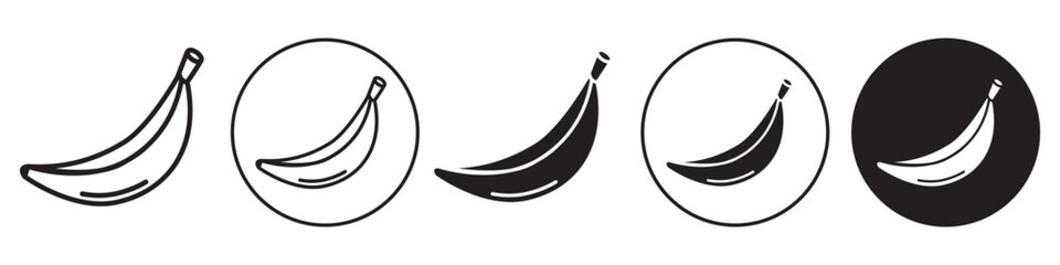 Banana symbol Icon. Flat logo of peel natural organic juicy fruit drink. Set collection of outlined banana juice food diet. Vector Web app ui sign of tropical summer fresh vegan banana. 