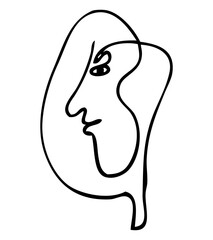 woman face simple vector sketch single one line art, continuous 
