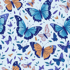 beautiful colorful butterflies pattern, generative ai