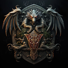 Epic High Fantasy Norse mythology Viking themed logo coat of arms emblem