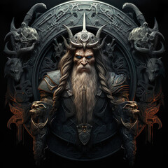 Epic High Fantasy Norse mythology Viking themed logo coat of arms emblem