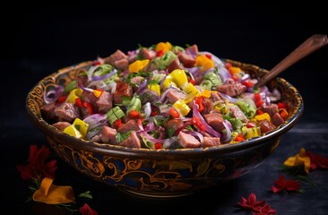 Colorful salad with meat
