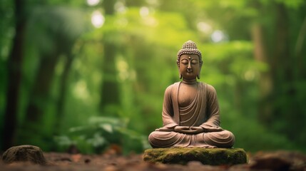 Buddha in a green mystical background