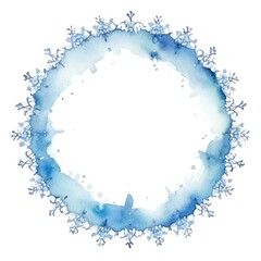 Obraz premium Blue watercolor snowflake frame isolated