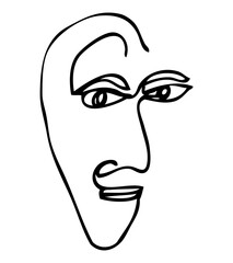 woman face simple vector sketch single one line art, continuous 
