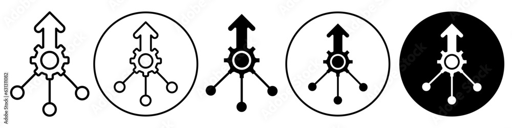 Poster consolidation symbol icon. vector set collection of multiple income revenue stream merge in unity an