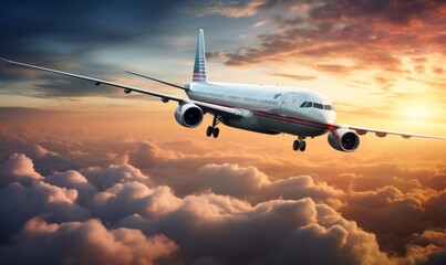 Naklejka na ściany i meble Airplane in sky background