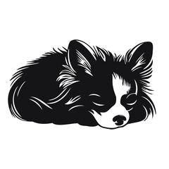  Vector chihuahua dog sleeping dog design illustration, iconographic symbolism..