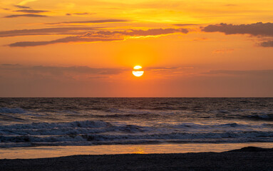 Beautiful sunset at the sea photographed at Schoorl aan Zee, The Netherlands