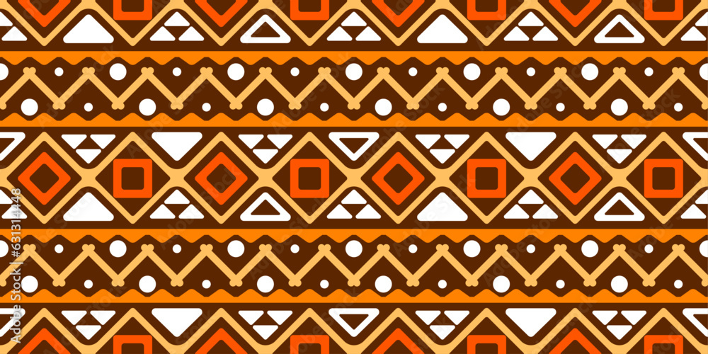 Poster African pattern of rhombuses and zigzags. Layers from ethnic elements. Pattern for textiles, pillows, clothes, background, packaging, notepads. Stylish pattern.