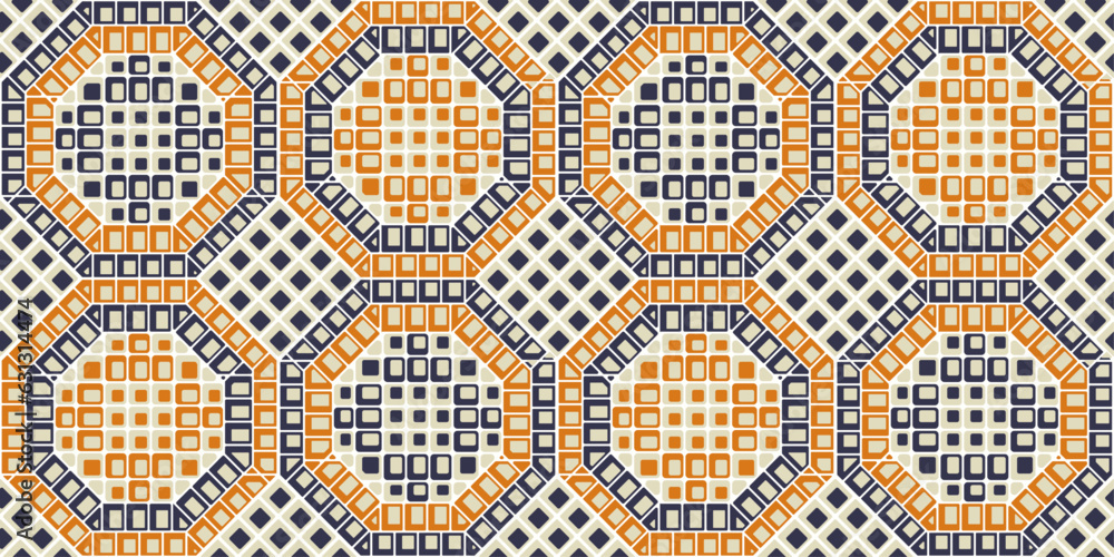 Poster mosaic ornament from octagons. mosaic of small square elements. pattern for textiles, pillows, cloth