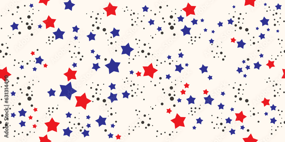 Poster a seamless canvas studded with red and blue stars. scattered stars on the arms. pattern for textiles