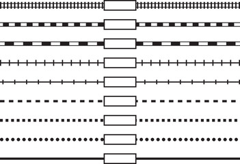 モノクロの線路風マークのベクターイラストセット