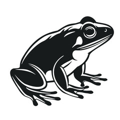  Vector one color frog on a white background, in the style of graphic design-inspired illustrations. 