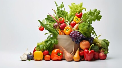 fruits and vegetables in a shopping bag