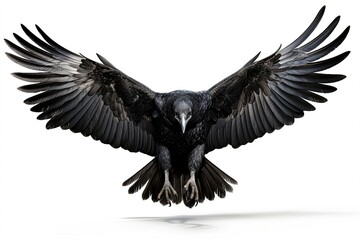 Raven isolated on white background.
