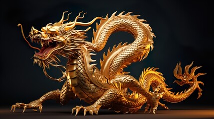 Chinese golden dragon isolated on white. Golden traditional chinese dragon isolated on white © Damerfie