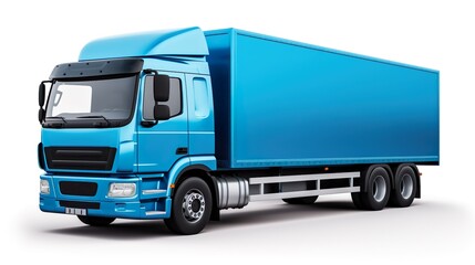 Blue truck cargo Cut the white background for easy use.