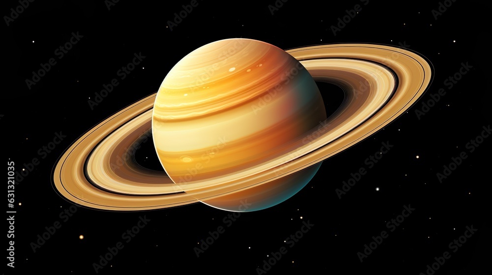 Canvas Prints saturn planets in deep space with rings and moons surrounded. isolated on black background