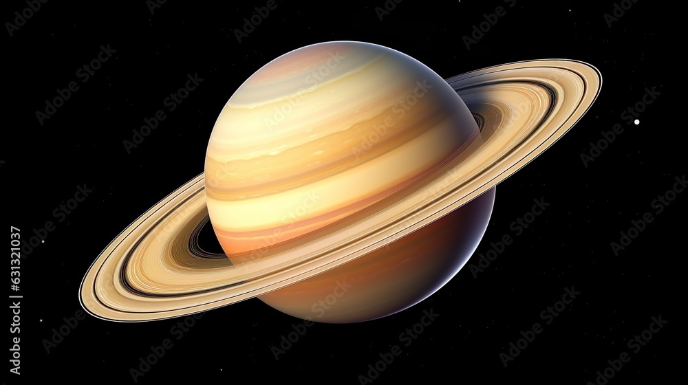 Canvas Prints saturn planets in deep space with rings and moons surrounded. isolated on black background