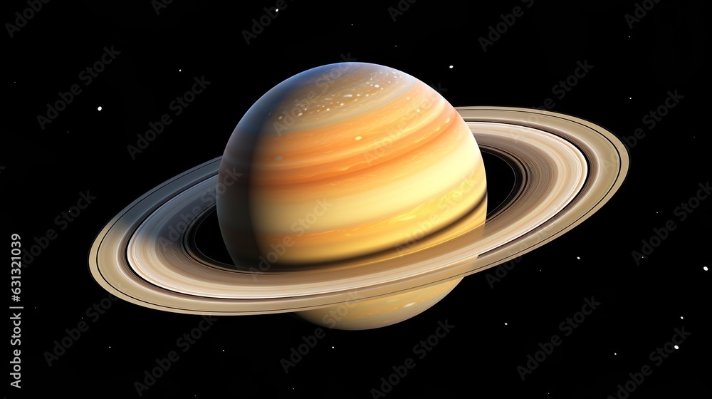 Canvas Prints saturn planets in deep space with rings and moons surrounded. isolated on black background