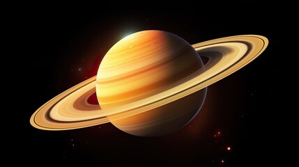 saturn planets in deep space with rings and moons surrounded. isolated on black background