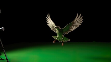 humming bird In A flying Posture on Green Screen Background