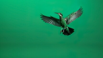 Fototapeta premium humming bird In A flying Posture on Green Screen Background