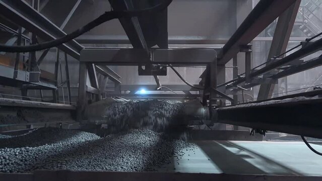 Industrial production line of Iron ore pellets in metallurgical factory