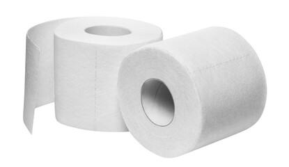 Two rolls of white toilet paper, cut out