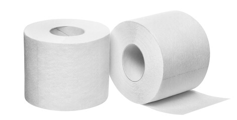 Two rolls of white toilet paper, cut out