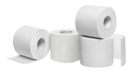 Rolls of white toilet paper, cut out