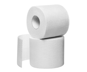 Two rolls of white toilet paper, cut out