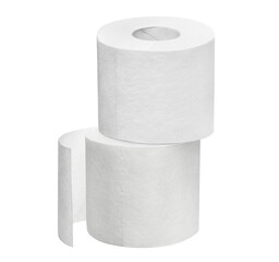Two rolls of white toilet paper, cut out