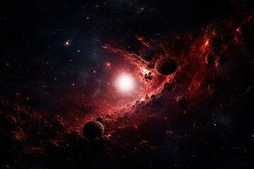Fototapeta na wymiar Beautiful red galaxy. Generative AI