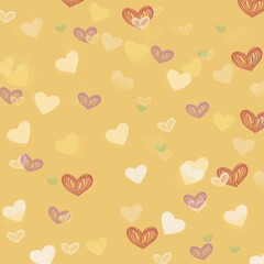 seamless background with hearts gold background